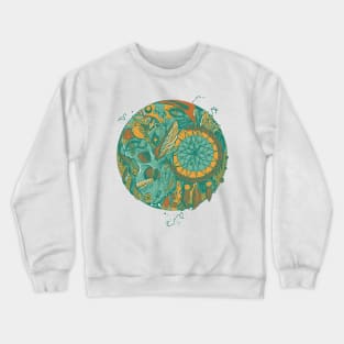 Mountain Green Skull and Dreamcatcher Circle Crewneck Sweatshirt